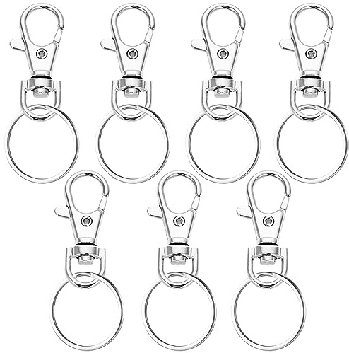 7 Stücke Schlüsselring Karabiner, Schlüsselanhänger Ringe, Clip Haken, Schwenk 360° Drehbar, für DIY, Basteln