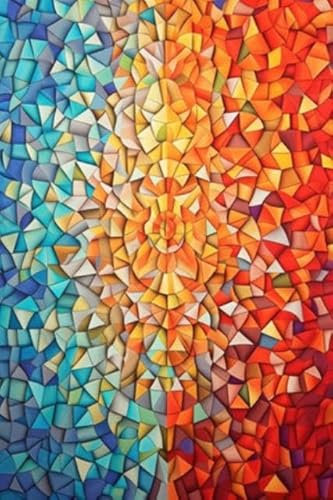 adrium Holz-Bild 60 x 90 cm: Buntes Mosaikmuster, das Einheit in Vielfalt symbolisiert, erstellt mit generativer KI (206524750)