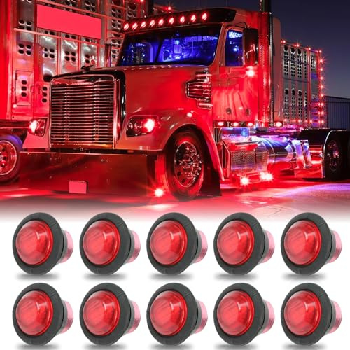 DREAMIZER 10pcs 3/4 Runde LED Auto Seitenleuchten, 12V 24V Vordere Heckseiten Seitenmarkierungsleuchten Positionsleuchten für LKW Pickup Auto ATV UTV Anhänger SUV Van Wohnwagen Bus Boot