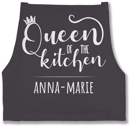 Geschenk mit Namen personalisiert by Shirtracer - Schürze - Kochschürze Damen Frauen - Queen of the Kitchen mit Name I Küchenchefin I Chefköchin