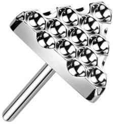 Paula & Fritz® Push-In Aufsatz Silber Dreieck 4,2-mm Titan-ium Grade 23 Piercing Ohr-Stecker Labret Stud Nipple Straight Barbell Rautenförmiger-Schliff