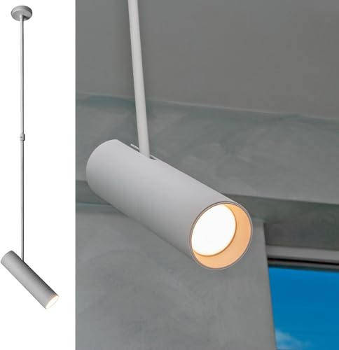 Planetitaly Faretto orientabile lampada sospensione moderna LED GU10 pendente telescopico luci tavolo bar vetrina sala espositiva 230V (Bianco, Senza lampada)