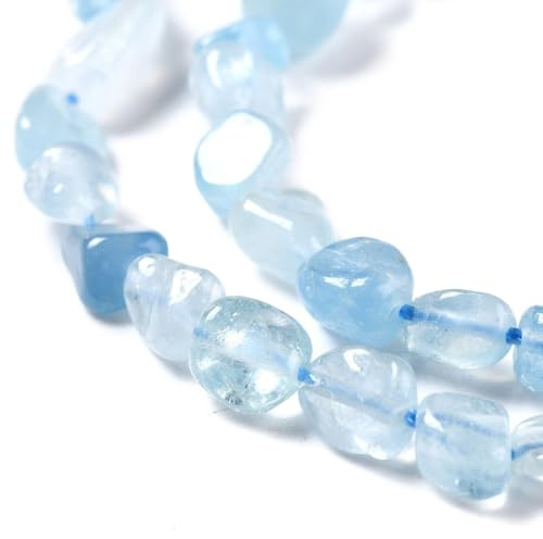 Stiesy Perline di acquamarina da 5-8 mm, pietre naturali irregolari, perline di pietra blu burattate, per la creazione di gioielli, braccialetti fai da te