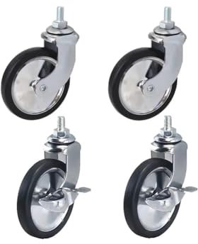 Aiyomi Küchenwagen-Rollen 3 Zoll 75mm Universal Drehbar Lenkrollen mit Bremse M8 Gewinde Tragfähigkeit 60KG für Restaurants, Hotels