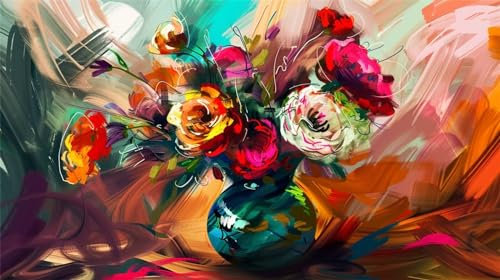 Malen Nach Zahlen, Malen Nach Zahlen Blume Paint by Numbers Adult, DIY Kunst mit Pinseln und Acrylfarben Handgemalt Ölgemälde Leinwand für Weihnachten Geschenke und Wanddeko, Ohne Rahmen (160x90cm)