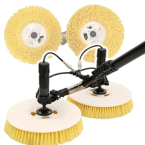 Eastnmythet Photovoltaic and Solar Panels Water Fed Brush, Electric Solar Panel Cleaning Brush with Telescopic Rod, Dual Rotating Brush,Dual Purpose-3.5m/11ft