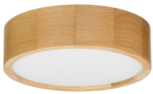 STOLARNIA PIKA Deckenlampe Eiche - Rund Modern Holzlampe 1xE27 (27 cm) - Deckenleuchte Holz - Natur Lampe für Schlafzimmer, Wohnzimmer, Flur, Küche - Stilvolles Design Eichenholz - LEJA 30 cm