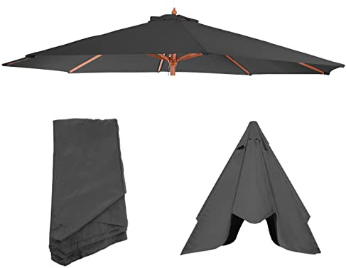 Mendler Ersatz-Bezug für Sonnenschirm Florida-AM, Sonnenschirmbezug Ersatzbezug, Ø 3,5m Polyester 8 Streben - anthrazit