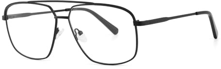 KUKU Blaulichtfilter Brille ohne Stärke für Damen Herren Ultraleichte Metall-Pilotengestell mit Doppelsteg, Langlebig & Blaulichtschutz Ideal für Büro, Gaming & Alltag (Schwarz)