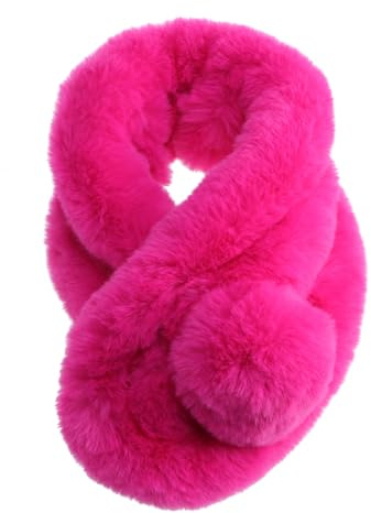 MOBUTOFU Winterschal für Damen Warmhaltender Schal Warmer Winter Weicher Rosenroter Leichter Plüsch-Kunstpelz- warmes Nackenzucken Kälteschutz Damen