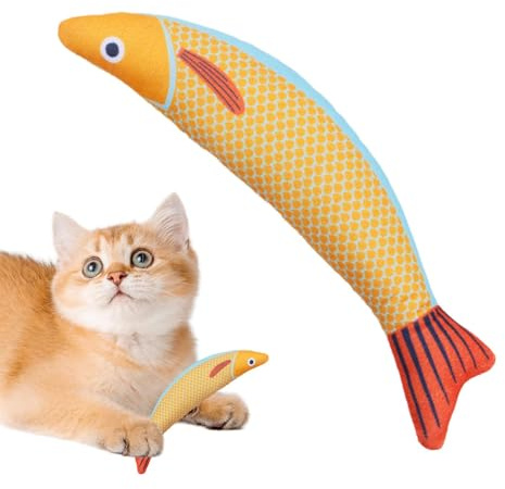 Reinigungsspielzeug für Katzen, Beißspielzeug für Katzen, Beißspielzeug aus Plüsch, Saury-Fisch, für Innen-Katzen, Spielzeug für Katzen, 8,27 x 3,15 Zoll, Spielzeug