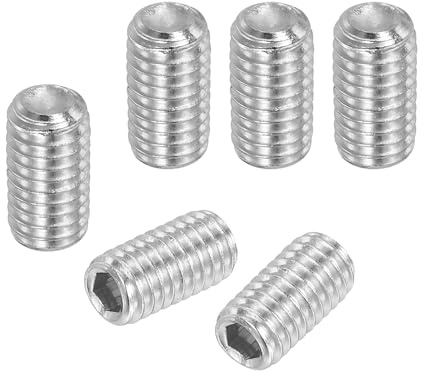 PATIKIL 100 Stück Madenschraube M6 x 8mm, 304 Edelstahl Madenschrauben Set für Türklinken Halterung Möbel Lampen Wasserhahn Reparaturen, Silber Innensechskant Gewindestifte Schrauben Set