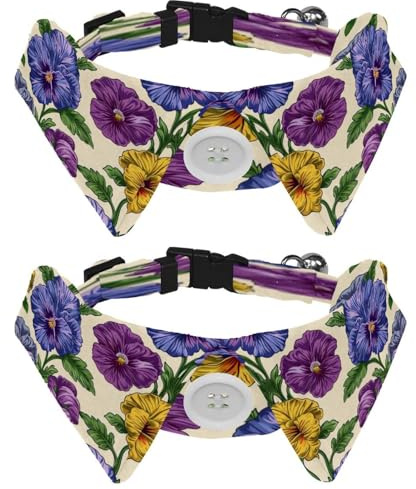Fliege für Haustiere, Hund, Katze, Haustierkostüm, verstellbar, formelle Krawatte, Halsband für Katzen, kleine Hunde, Welpen, Party-Zubehör, Stiefmütterchen, Vintage-Stil, 2 Stück