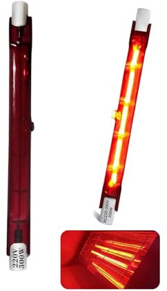 Ampoule Chauffante Infrarouge 300W 118mm, Ampoule Infrarouge Dimmable, Lampe Chauffante Halogène Rubis, Lampe Halogène Quartz pour Chauffage Heatmaster U3, 240V Tubes R7s 300Lm, 10mm Ø, Paquet de 2