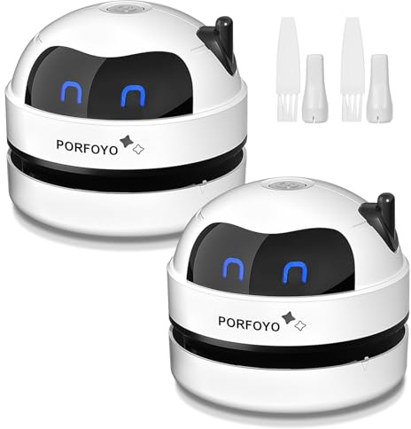 Lot de 2 mini aspirateurs de table, portables, rechargeables par USB, pour bureau, école, maison, bureau