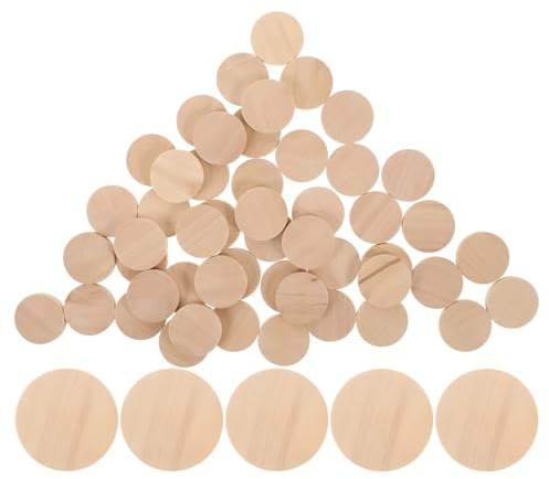 CORHAD 50pcs Round Wooden DIY Discs for Crafts and Decorative Ornaments, Unfinished Wood Chips with Sturdy Material and Versatile Use for Board Game Pieces and Creative Projects