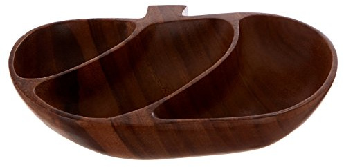 Premier Housewares - Plato para Aperitivos (Madera, 5 x 28 x 23 cm, Forma de Manzana, 3 Compartimentos)