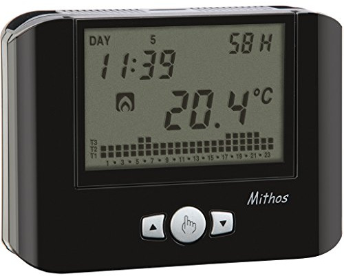 VEMER VE479200 MITHOS H - Cronotermostato con Umidostato, Programmazione Settimanale, Alimentazione a Batterie, Nero