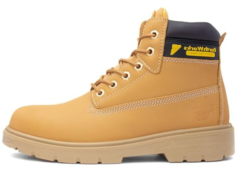 EarthWorks Safety - EarthWorks Hammer Mens Lace Honey Safety Boot - Size 11 UK - Gold