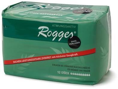 ROGGES® Saugvorlagen 43x20 cm [10x12 Stück] - Hohe Saugfähigkeit, Anatomisch Geformt, Doppeltes Saugkissen - Für schwere Blasenschwäche Frauen & Männer, Geruchsbindend & Hypoallergen