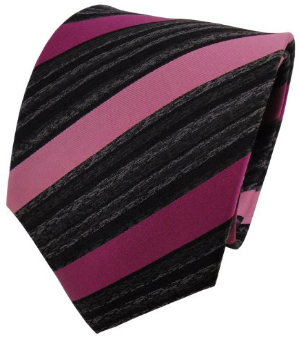 TigerTie Designer Seidenkrawatte in rosa magenta anthrazit schwarz gestreift