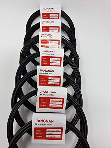 7 rollos de 100 g de alambre para árbol de Bonsái, uno de cada tamaño.