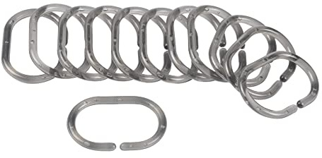 douceur d'intérieur, 12 Anneaux Rideaux de Douche Vitamine Sdb Anthracite, Plastique Uni