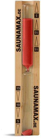 Saunamax Sauna Sanduhr roter Sand, 15 Minuten Holz