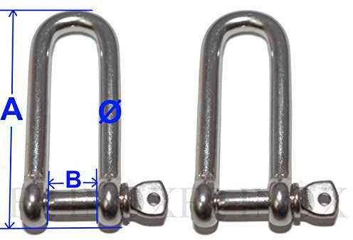 Manille libre longue inox A4 Ø6mm ( lot de 2 )