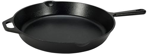 Amazon Basics Padella in ghisa pretrattata, 38.1 cm, 4.9 kg, Nero