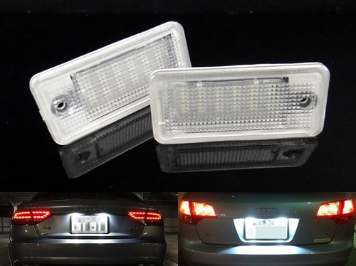 RZG 2x LED Licence Number Plate Light White Canbus For A3 S3 RS3 A4 S4 RS4 A5 A6 S6 RS6 A8 S8 Q7