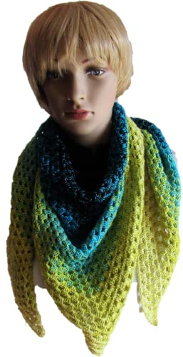Selbstgestrickt/Handgemacht/Dreieckstuch/Schultertuch/Wickelschal/Schal/gehäkelt/Farbverlaufsgarn/Mund-Nasen Bedeckung