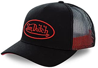 Von Dutch Tracker Kappe Herren Hypoallergen, Cap Herren, Langlebig, Angenehm, Schwarz Rot, Einheitsgröße