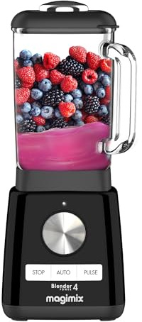 Magimix Blender Power Mixeur Professionnel 4 - Blender Électrique, Hachoir, Mixeur pour Smoothie, Hachoir Robot Multifonction - Bol en verre - Noir