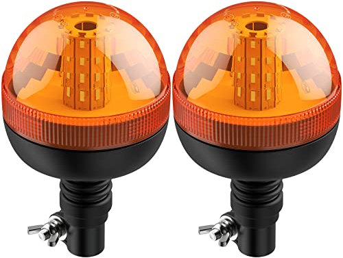 AUTOUTLET 2 PCS Rotating Beacon 40 LED Warning Lights Amber Rotating Beacon Blinking Light 12 V / 24 V with 3 Lighting Modes ECE 10 E9 Road Traffic Approval Waterproof Dustproof for Tractor Truck Cars