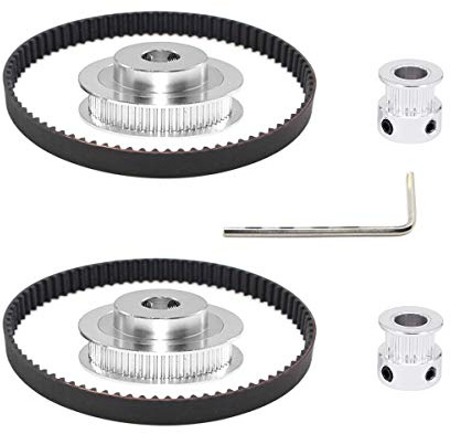 Befenybay 2Kit 2GT Synchronrad 20 & 60 Zähne 10mm Bohrung Aluminium Zahnscheibe mit 2 Stück Länge 200mm Breite 6mm Riemen (20-60T-10B-6)