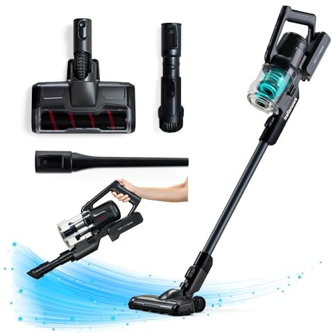 Mellerware - Aspirapolvere Verticale senza filo Rider Pro! | Scopa elettrica senza sacco | 400 W | Potente motore professional senza spazzole 22KPA | Modello base con 2 accessori | Basic
