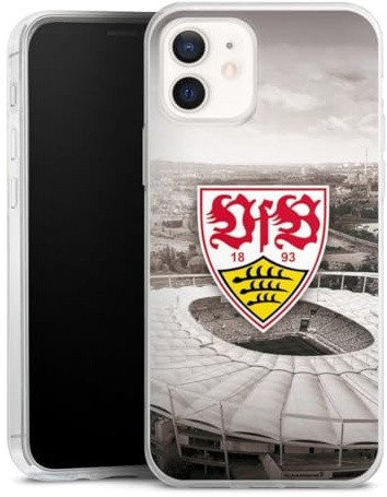 Slim Case kompatibel mit Apple iPhone 12 Silikon Handyhülle transparent Hülle extra dünn VfB Stuttgart Offizielles Lizenzprodukt Stadion