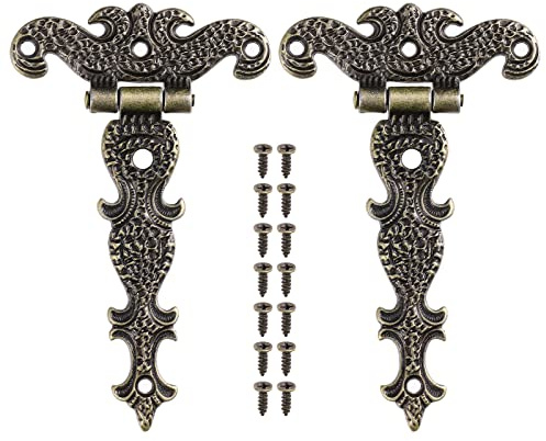 Balacoo 2 Stück Retro Scharniere, Bronze Dekorscharniere Zinklegierung T-förmige Scharniere Türscharniere Vintage Antik Türscharniere Geeignet für Tor, Schrank