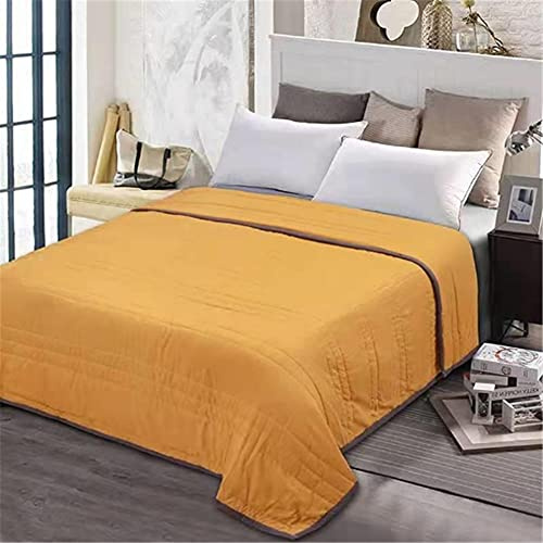 FANSU Couvre Lit Matelassé Réversible Dessus de Lit Couverture Climatisation Couette Parure de Lit Canapé l'Air Conditionné Imprimé Courtepointe (Jaune Pur,200x220cm)