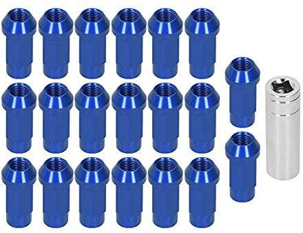 20 Stück 2 Zoll M14x1,5 Gewinde Radmuttern 7075-T6 Aluminium Radmuttern Radzubehör(Blau)