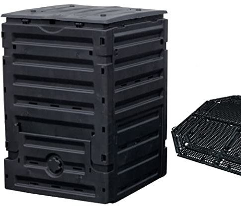 Geschlossener Schnellkomposter 300L aus Kunststoff: Garantia Komposter ECO Master mit Bodengitter 628000 witterungsbeständig aus 100% PP, biologischer Gartenkomposter/Thermokomposter