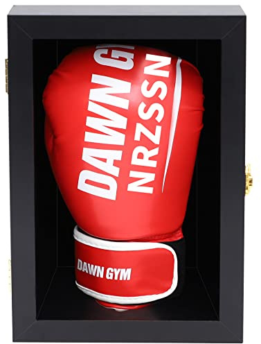 NRZSSN Boxhandschuh-Vitrine, Wandhalterung, abschließbar, volle Größe, Profi, UV-geschützt, transparentes Acryl-Halter, Box für Baseball-Boxen, signierter Handschuh (schwarz – Einzelhandschuh)