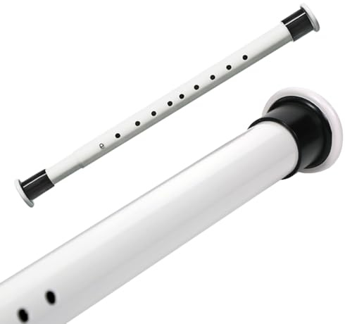 Hershii Duschvorhangstange ohne Bohren 110cm~260cm Φ32mm Teleskopstange zum Duschvorhang Ausziehbar Klemmstange zum Badewanne, Balkon, Garderobe, Fenster Weiß, aus Kohlenstoffstahl,bis 20kg