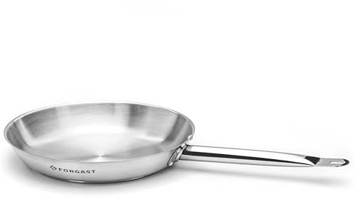 Forgast Padella Professionale Acciaio Inox Satinato 20cm, Induzione Gas Fornello Elettrico, Fondo Spesso Multistrato, da Ristorante, Lavabile in Lavastoviglie