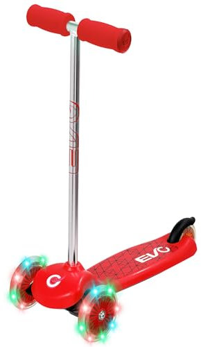 Atom Light UP Move and Groove Kinderroller | 3-Rad Tri-Scooter | Neigelenkung für leichtes Steuern | Kinderroller mit LED-Rädern | Tretroller für Kleinkinder ab 2 Jahren (Rot)