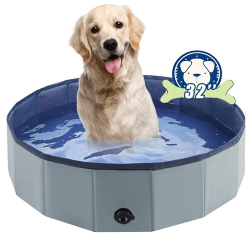 Eooqi Foldable Dog Pool, Portable Pet Bath Tub and Kiddie Swimming Pool