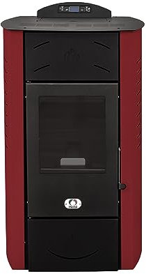 STUFE A PELLET ITALIA Siberia Idro 15 KW WiFi | Hydro-Pelletöfen für Heizung und Warmwasser Effizienz 90% Heizt 90m² Autonomie 20 Std Programmierbar WiFi-Steuerung 5 Kräfte 24 Monate Garantie Rot