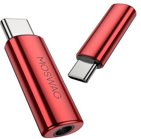 MOSWAG USB Typ C auf 3.5mm Kopfhörer Jack Aux Audio Adapter 2er-Pack | USB C auf 3,5mm Adapter für iPhone 16 Pro Max/16 Pro/16 Plus/16/15 Pro/15, Samsung Galaxy S24 S23 S22 S21 S20 und mehr