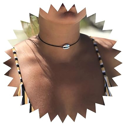 Yheakne Boho Muschel Leder Choker Halskette Silber Kaurimuschel Kurze Halskette Vintage Muschel Kragen Halskette Schwarz Wildleder Samt Halskette Schmuck Für Frauen Und Mädchen